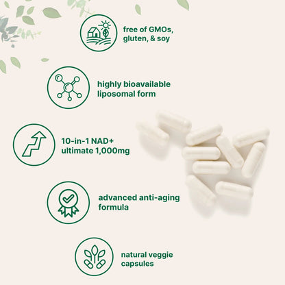 Liposomal NAD+ - Ultimate 1000mg, 60 Veggie Capsules