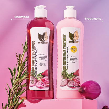 Onion, Biotin, and Rosemary Shampoo & Treatment Set – Stronger, Thicker, and Longer Hair